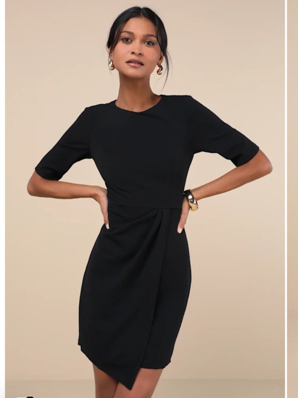 Lulus Westwood Black Half Sleeve Sheath Dress